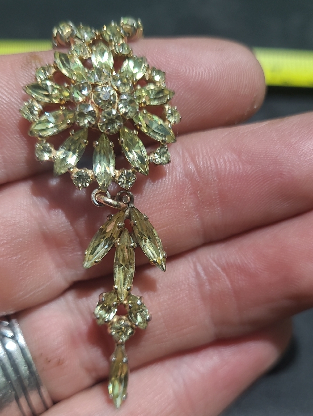Elegant Sherman Gold-Tone Floral Crystal Rhinestone Pendant Necklace - Picture 14 of 14